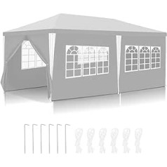 Ansobea lapene 3 x 6 m ballīšu telts Ūdensnecaurlaidīga dārza telts 100 g/m² Alus telts Augstas kvalitātes PE brezenta telts, UV izturīga ar 6 sānu paneļiem balti