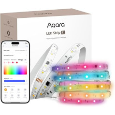 Aqara LED sloksne T1 ar matētu, nepieciešams Zigbee 3.0 centrmezgls, 2 m RGBIC LED ar 16 miljoniem krāsu/regulējamiem baltā/gradienta efektiem, atbalsta Apple Home, Google Home un Alexa