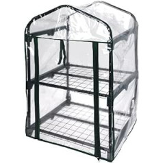 BARGAIN4ALL Mini Greenhouse Indoor Outdoor Sturdy Portable Shelves for Plants, Seedlings or Flowers, with Plastic Roll Up Zipper and Iron Frame Shelves (3 Tiers)