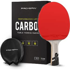 PRO-SPIN Carbon galda tenisa nūja | 7 slāņu raketes asmeņu uzbrukuma gumijas 2,0 mm spilventiņš | Augstas kvalitātes aizsargapvalks | Uzlabojiet savu spēli ar elites sērijas oglekļa galda tenisa nūju