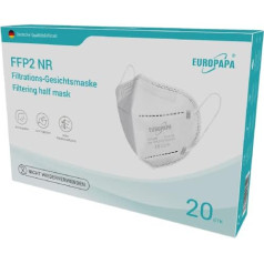 EUROPAPA 20x FFP2 Maska Atemschutzmaske 5-Lagen Staubschutzmasken hygienisch einzelverpackt EN149:2001+A1:2009 Mundschutzmaske EU2016/425