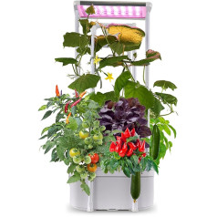 eSuperegrow hidroponiskā pavairošanas sistēma, inteliģentā hidroponiskā dārza sistēma ar LED augšanas gaismu, hidroponisks garšaugu audzēšanas komplekts iekštelpu pipariem, gurķiem