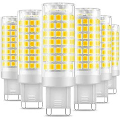 Eterbiz G9 LED spuldze, 7 W, G9 60 W halogēna spuldzes nomaiņa, 6000 K vēsi balta, G9 LED spuldze, bez regulēšanas, 650 lūmeni, 220-240 V, 360 grādu leņķis, G9 enerģijas taupīšanas spuldzes, 6 gab.