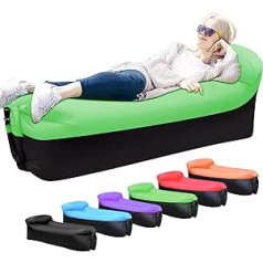 Inflatable Air Sofa Air Lounger Green: Lazy Bag Waterproof Anti Air Leaking - Air Chair with Portable Package - Air Couch for Travel Camping Hiking and Beach Party (Green)