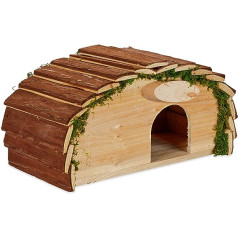 Relaxdays Hedgehog House Wood & Moss Hedgehog Hotel ar pamatni ziemas kvartāliem Hedgehogs Garden 18 x 34 x 17 cm Natural