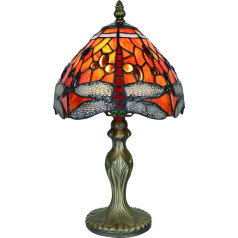 Kinbolas Tiffany Style 8 Inch Table Lamp Dragonfly Stained Glass Lampshades Small Night Lamp Antique Desk Light Living Room Bedroom Office Vintage Art Deco Victorian