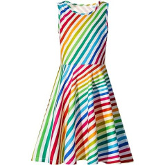 IDGREATIM Dress for Girls Children Sleeveless Summer Dress A-line Colourful Dress 4-15 Years