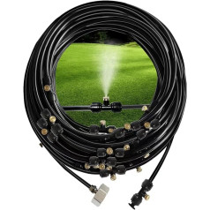 SOHEJU Sprühkühlsystem mit 20 m Sprühleitung + 35 Messingdüsen + Messing-Adapter (1,9 cm) Outdoor-Anschlüsse für Rasen Garten Hof Wintergarten Wasserpark