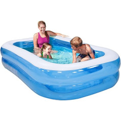 Inflatable Pool Inflatable Swimming Pool Garden Paddling Pool Square Inflatable Pool Family Pool Swimming Rectangular for Garden Outdoor Water Party Blue 181 x 141 x 46 cm