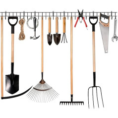 Garden Tool Shelf, GarageTool Organiser, Wall Mount, Garden Tool Holder, Yard Tool Hanger, Organiser, Heavy Duty Hook, Wall Storage, for Garden Tools, Shovels, Rakes,