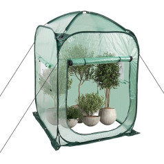 Tesmotor Greenhouse Winter Tent for Plants, Pop-Up Greenhouse with Roll-Up, Wintering Tent, Indoor Outdoor Flower Pot Cover, 94 x 94 x 122 cm