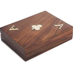 Ajuny Wooden Playing Card Box Two Packs of Cards Storage Holder Decorative Card Box Anniversary Housewarming Gifts for Him Her