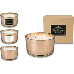 Römer Wellness Romoscent XXL aromātiskā svece Shiny Moments 3-Wick svece elegantā rozā stikla krāsā Izmēri: apm. 13x13x8 cm