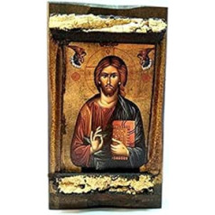 IconsGr Jesus Christ on Mount Athos Greek Christian Orthodox Handmade Wooden Plaque MP3_3