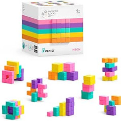 PIXIO Neona Abstract Series 60 magnētiskie celtniecības bloki ar interaktīvu lietotni, stresa mazināšanas bloki, magnēti bērniem, Pixel Art galda rotaļlieta, Geek dāvanas ideja