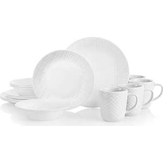 Corelle 16 gabalu balts lina reljefs trauku komplekts