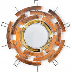 ADM - 'Magnetic Flux' - Metal Painting with Mirror, Wall Sculpture, Made entirely by Hand Made Using Craft Techniques - Orange - H92 cm