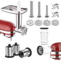 GVODE gaļas maļamās mašīnas stiprinājums Kitchenaid piederumiem, gaļas maļamā mašīna un dārzeņu griezējs Kitchenaid komplektā ietilpst metāla gaļasmašīna ar desu pildījumu, cauruļu smilšu un šķēles smalcinātāja komplekts