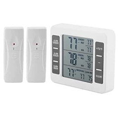 Ledusskapja termometrs Bezvadu digitālā displeja sasalšanas temperatūras monitors Ledusskapja termometrs ar 2-daļīgu sensoru un minimālo/maksimālo trauksmi
