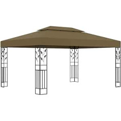 Hommdiy Gazebo with Double Roof Garden Tent Party Tent Marquee Garden Gazebo Beer Tent Garden Tent Outdoor Patio 3 x 4 m Taupe