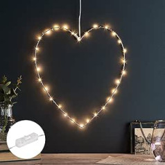 Lights4fun 30 mikro LED sirds siluets ar ieslēgšanas vadu, darbināms Valentīna dienas dekors Sirds rotājums Mātes diena