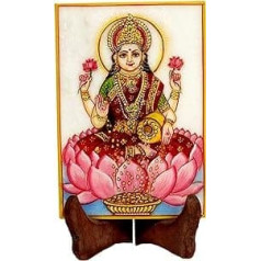 Purpledip Lakshmi Marble Painting Hand Painted with Gold Work 6