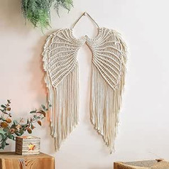 Hosoncovy Large Angel Wings Woven Wall Hanging Tapestry Wall Decorations Cotton Rope Woven Angel Wings Tapestry Decoration Bohemian Creative Decoration Tassel Tapestry Macrame Tapestry