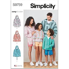 SIMPLICITY SS9759A Kinder Jugendliche und Erwachsene Hoodie A (XS-L/XS-XL)