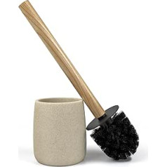 Nadi Collection Toilet Brush Forest Resin and Wood Bamboo Brush Black Removable Diameter 10.5 cm x 36 cm High (Beige)