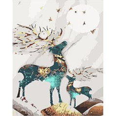 Aoisyesbig Paint by Numbers for Adults Colour Deer - Frameless - Paint by Numbers for Boys and Girls - Acrylic Watercolours - Ideal for Gift Decoration (40 x 50 cm)