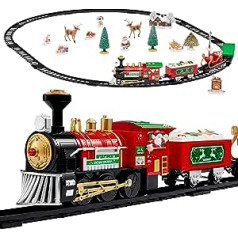 THE TWIDDLERS 31 daļa Ziemassvētku vilciena komplekts ar sliedēm (130 x 90 cm, darbojas ar baterijām) - Ziemassvētku eglītes rotājums un dāvana bērniem