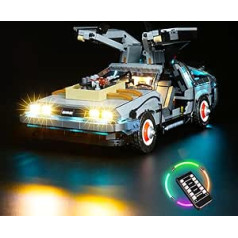 BrickBling LED apgaismojums Lego 10300 Atpakaļ uz nākotni Time Machine kolekcionējamais komplekts (nav iekļauts Lego, tikai dekorācijas gaisma), DIY apgaismojuma komplekts ar tālvadības pulti, lai atgrieztos nākotnē