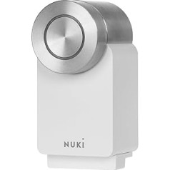 Nuki Smart Lock Pro (4. paaudze), viedā durvju slēdzene ar WiFi un paklāju attālinātai piekļuvei, elektroniskā durvju slēdzene padara viedtālruņa atslēgu ar akumulatoru, balts