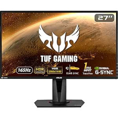ASUS TUF Gaming VG27AQZ — 27 collu WQHD monitors — 165 Hz, 1 ms MPRT, saderīgs ar G-Sync, HDR 10 — IPS panelis, 16:9, 2560x1440, DisplayPort, HDMI, ergonomisks
