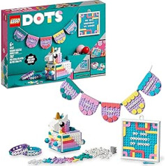 LEGO 41962 Dots Unicorn ģimenes radošais komplekts, rotaļlietu amatniecības komplekts ar dārglietu kastīti, 2 x rokassprādzes, ziņojumu dēlis un ballīšu dekorēšana, dāvanu komplekts