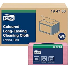 Tork 194750 Langlebige Farbige Reinigungstücher für W8 Small Pack System / 1-lagiges Reinigungstücher Set Rot / Für den mehrfachen Einsatz / Premium Qualität / 8 x 40 Tücher / 30 x 38,5 cm (B x L)