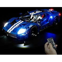 Cooldac LED gaismas komplekts Lego 42154 Technic Ford GT 2022 automašīnas modeļu komplektam, LED apgaismojuma komplekts, kas ir savietojams ar Lego 42154 tālvadības pults versiju (tikai gaismas, nav Lego modeļu)