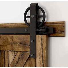 Ccjh Sliding Door Fittings Rustic Sliding Door System Sliding Door Including Rail Big Wheel Barn Door Hardware Kit, black