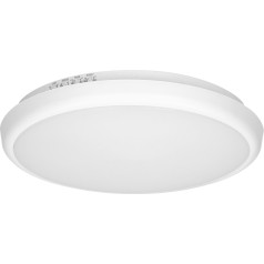 CERS LED 16W, griestu lampa ar mikroviļņu kustības sensoru, 1300lm, IP65, 4000K, opāla polikarbonāts, balts, aptumšošanas funkcija