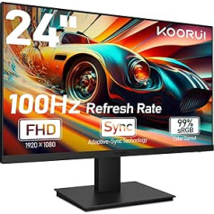 KOORUI 24 collu spēļu monitora iebūvētie skaļruņi, VA, FHD 1920 x 1080p, 100 Hz, 75 x 75 mm VESA uzstādāms, saderīgs ar adaptīvo sinhronizāciju, acu kopšana, bez rāmja