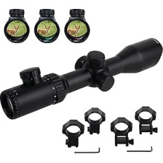 FOCUHUNTER 3-12X42SF Scope zaļš pārklājums 1/4 MOA vidēja diapazona sarkans/zaļš tīklojums ar 20 mm un 11 mm Picatinny sliežu stiprinājumiem āra sportam