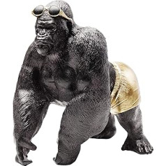 Kare Design Monkey Beach dekoratīvs objekts 30 cm dekoratīvs pērtiķis kā dzīvojamās istabas aksesuārs Smieklīgā gorilla ar saulesbrillēm zelta krāsā (H/P/D) 30 x 29,5 x 21 cm