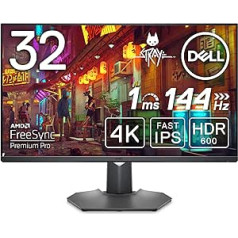 Dell G3223Q 32 collu 4K UHD (3840x2160) spēļu monitors, 144 Hz, ātrs IPS, 1 ms, AMD FreeSync Premium Pro, 95% DCI-P3, HDR 600, DisplayPort, 2x HDMI, 3x USB, pelēks