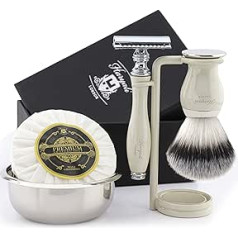 JAG SHAVING GERMANY De Safety Razor vīriešu skūšanās komplekts Ivory skūšanās birste skūšanās ziepju trauku komplekts (nav iekļauts)