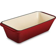 WEES-CK Enamelled Cast Iron Bread Baking Mould - Ideal as a Loaf Tin for Bread Baking, Cake Tin, Casserole Dish and Roasting Tray, Suitable for All Types of Hobs and Dishwasher Safe (Cherry)