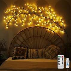 Ciskotu Willow Vine Fairy Lights, 8 Modes USB Willow Vine Tree Lights with Remote Control, Timer, 144 LED Bendable Artificial Tree Branches Lights, Indoor Wall Decoration, Aesthetic Room, Bedroom