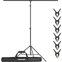 NEEWER T veida fona atbalsta statīva komplekts, 2,6 m augsts, regulējams statīva statīvs un 5 pēdas/1,5 m plati šķērsstieņi ar 6 atsperu skavām un 1 somu studijas foto video fotografēšanai