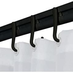 Sealskin Easy Roll Shower Curtain Rail Complete Set Including Shower Rod, Ceiling Fixing and Rings, Shower Curtain Holder for Mounting to Measure, L Shape, U Shape and Corner Possible, Aluminium,