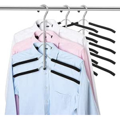 ZriEy Multi-Layer Hangers, 5 Hangers Per Hanger, with Hanger Space Saving Wardrobe, Outerwear, Space Saving, Non-Slip, Multi-Hanger, Black, 3 Pack