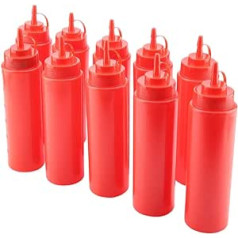 720ml 10pcs/set Plastic Spray Bottle Easy with Squeeze Soy Sauce Vinegar No BPA Kitchen Water Dispenser (Red)